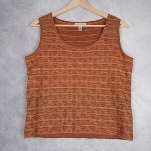 Vintage St John Knit Tank Top Womens Small Brown Boxy Sleeveless Sweater Knit